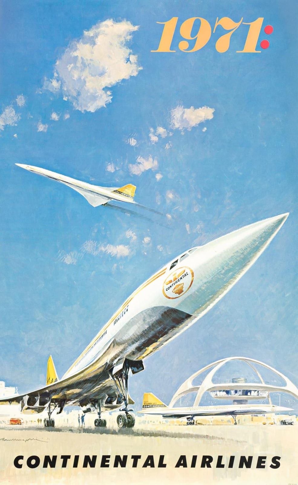 Paul Lengelle comparable auction result: paul lengelle 1908 1993 1971 continental airlines 1964 40x24 inches 101 x61 cm