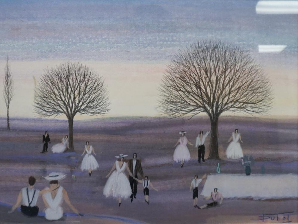 Bruno Dutot comparable auction result: bruno dutot french b 1962 figures dancing on patio pastel frame 28 x 36 in 71 12 x 91 44 cm