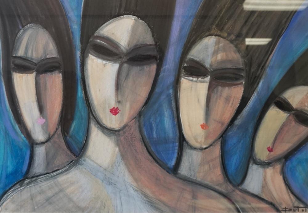 Bruno Dutot comparable auction result: bruno dutot french b 1962 four women ink and pastel frame 28 x 36 in 71 12 x 91 44 cm
