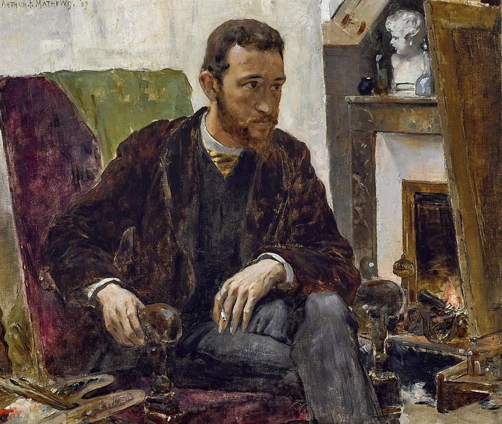 arthur frank mathews 1860 1945 the artist in his studio believed to be frank otis small 15 x 18 in framed 19 x 22 in · Bonhams · 2022-08-02 Arthur Frank Mathews comparable auction result: arthur frank mathews 1860 1945 the artist in his studio believed to be frank otis small 15 x 18 in framed 19 x 22 in