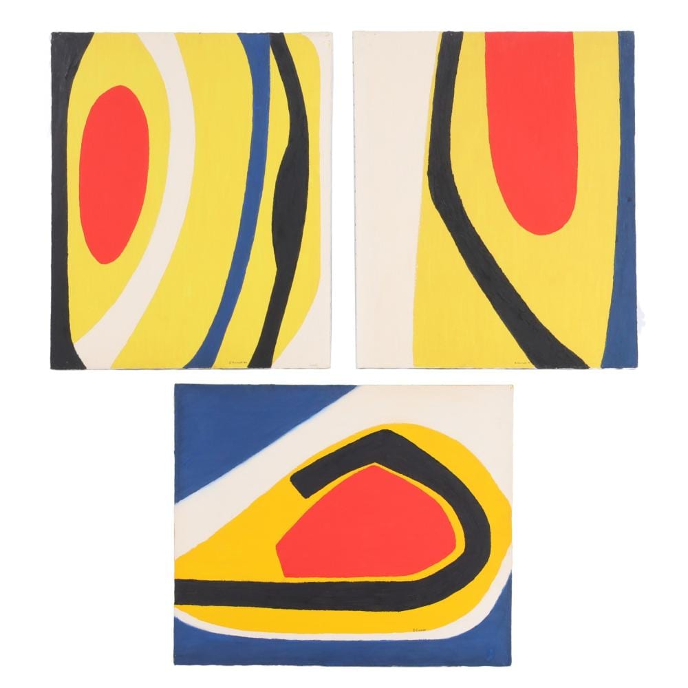 Steve Conant comparable auction result: steve conant indiana three canvases tryptic mountain galaxy 1994 oil on linen 24 h x 20 w