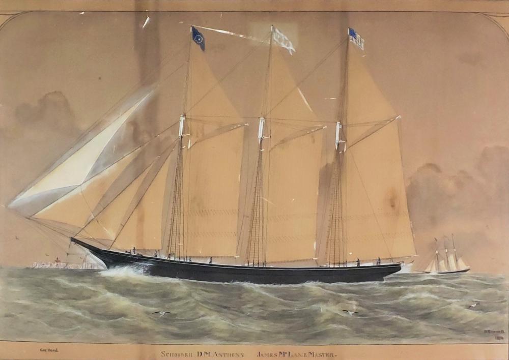Benjamin Russell comparable auction result: benjamin russell watercolor gouache and ink over pencil underdrawing ship portrait circa 1874
