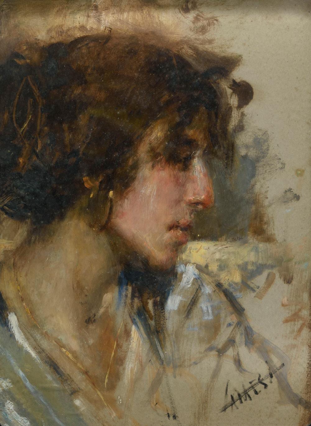 Temistocle Lamesi comparable auction result: oil painting by temistocle lamesi