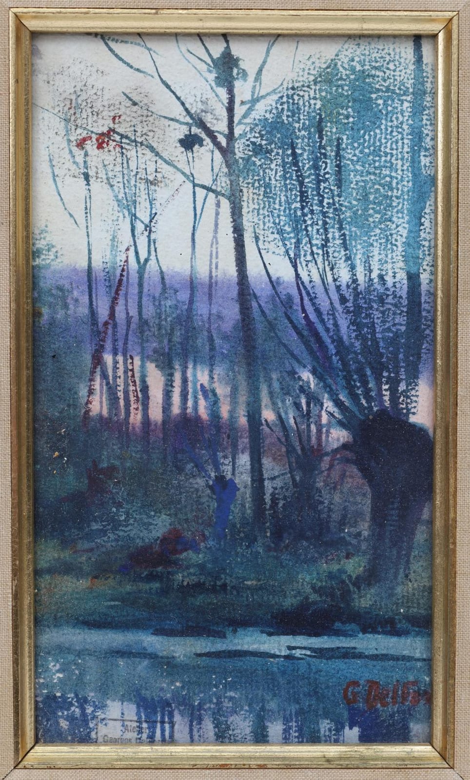 Georges Delfosse comparable auction result: georges delfosse watercolour painting forest scene