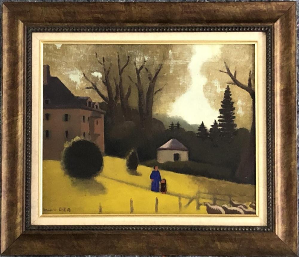 Madeleine Luka comparable auction result: madeleine luka oil on canvas folk art style
