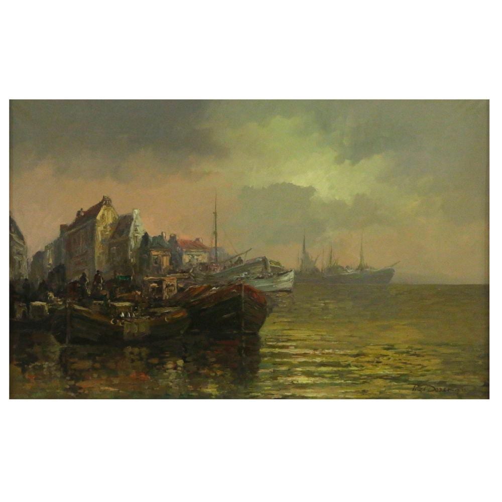 Roelof Dozeman comparable auction result: roelof dozeman dutch 1924 1996 harbor at dusk