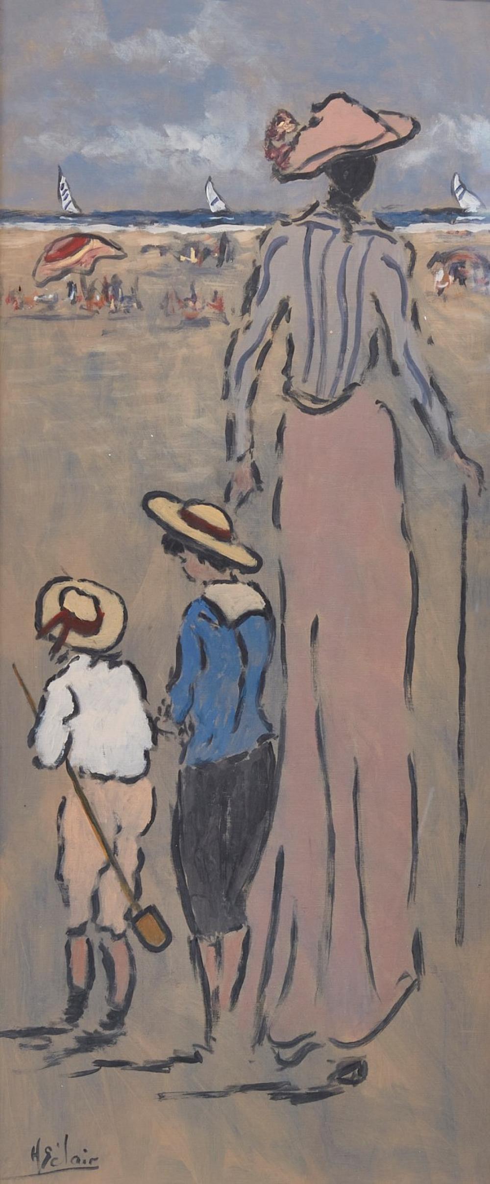 Henry S. Clair comparable auction result: henry saint clair french 1899 1990 mother and children on a beach mixed media on paper 27 x 11 1 2in 69 x 29cm
