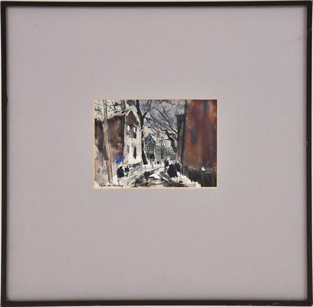 Ralph Hillyer Avery comparable auction result: ralph hillyer avery american 1906 1976 watercolor on paper winter street scene 3 1 4 x 4 1 2 inches 11 x 11 inches overall