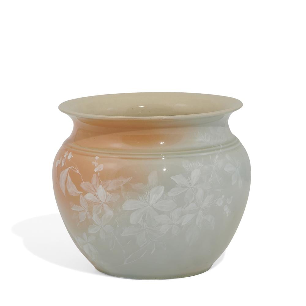 anna marie valentien 1862 1947 for rookwood pottery earthenware cameo glaze jardiniere with stylized anemone in white shape numbe · Toomey & Co. Auctioneers · 2022-08-10 Anna Marie Valentien comparable auction result: anna marie valentien 1862 1947 for rookwood pottery earthenware cameo glaze jardiniere with stylized anemone in white shape numbe