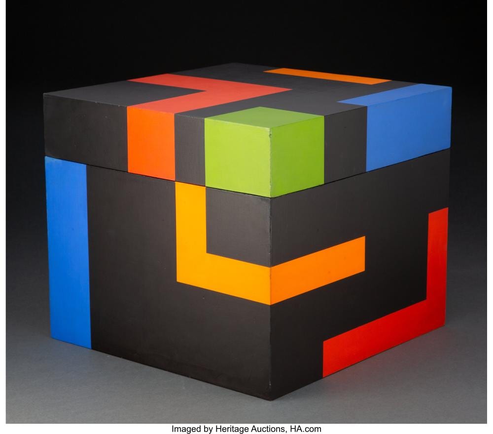 Elaine Lustig Cohen comparable auction result: elaine lustig cohen 1927 2016 magic box 1981 acrylic on wood 12 1 4 x 14 x 14