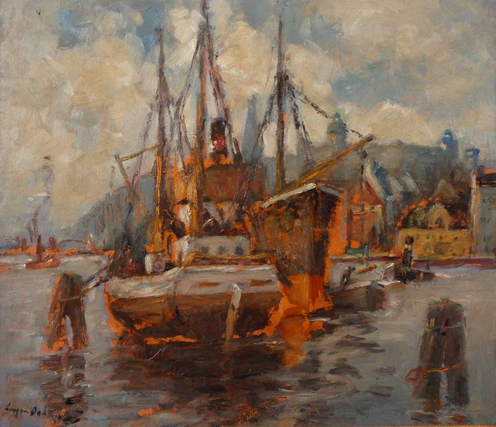 Eugen Dekkert comparable auction result: eugen dekkert fischerboote im hafen