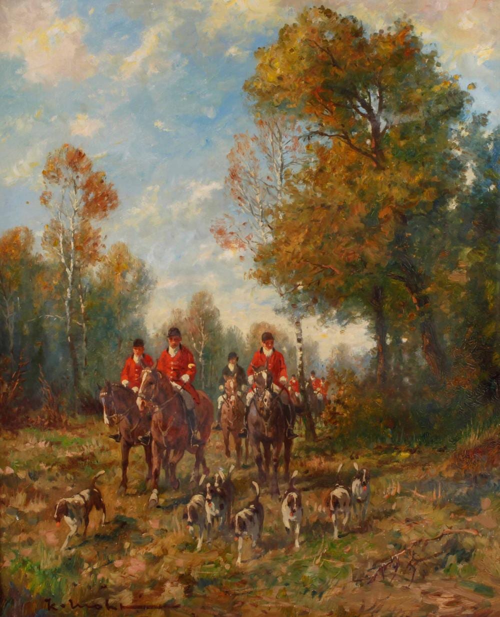 Karl Mohr comparable auction result: karl mohr jagdgesellschaft auf fuchshatz