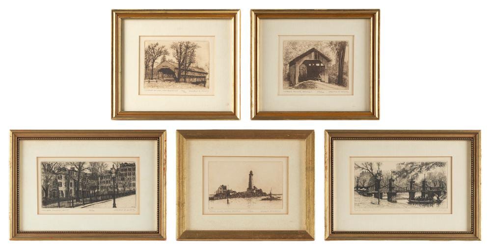 Leonard H. Mersky comparable auction result: leonard h mersky massachusetts mississippi 1917 1994 five etchings mostly of boston area scenes framed from 6 75 x 7 75 to 7 x 10