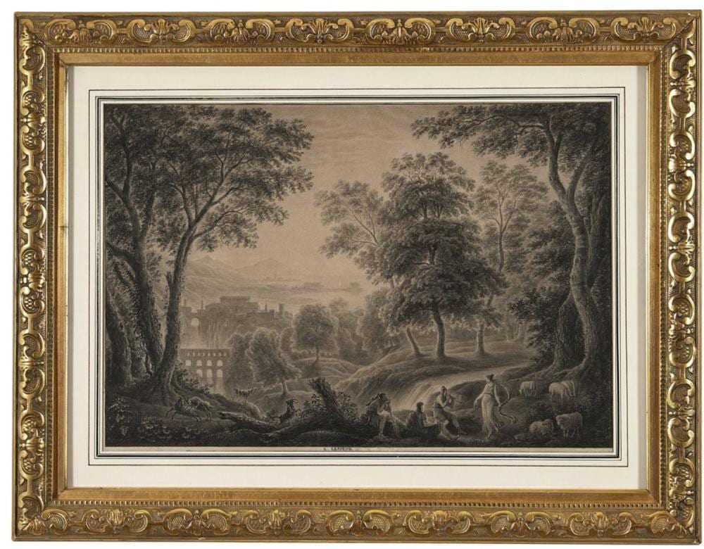 eustache lesueur 1617 1655 paysage arcadien dessin la pierre noire 27 · DUPONT & Associés · 2022-08-01 Eustache Le Sueur comparable auction result: eustache lesueur 1617 1655 paysage arcadien dessin la pierre noire 27