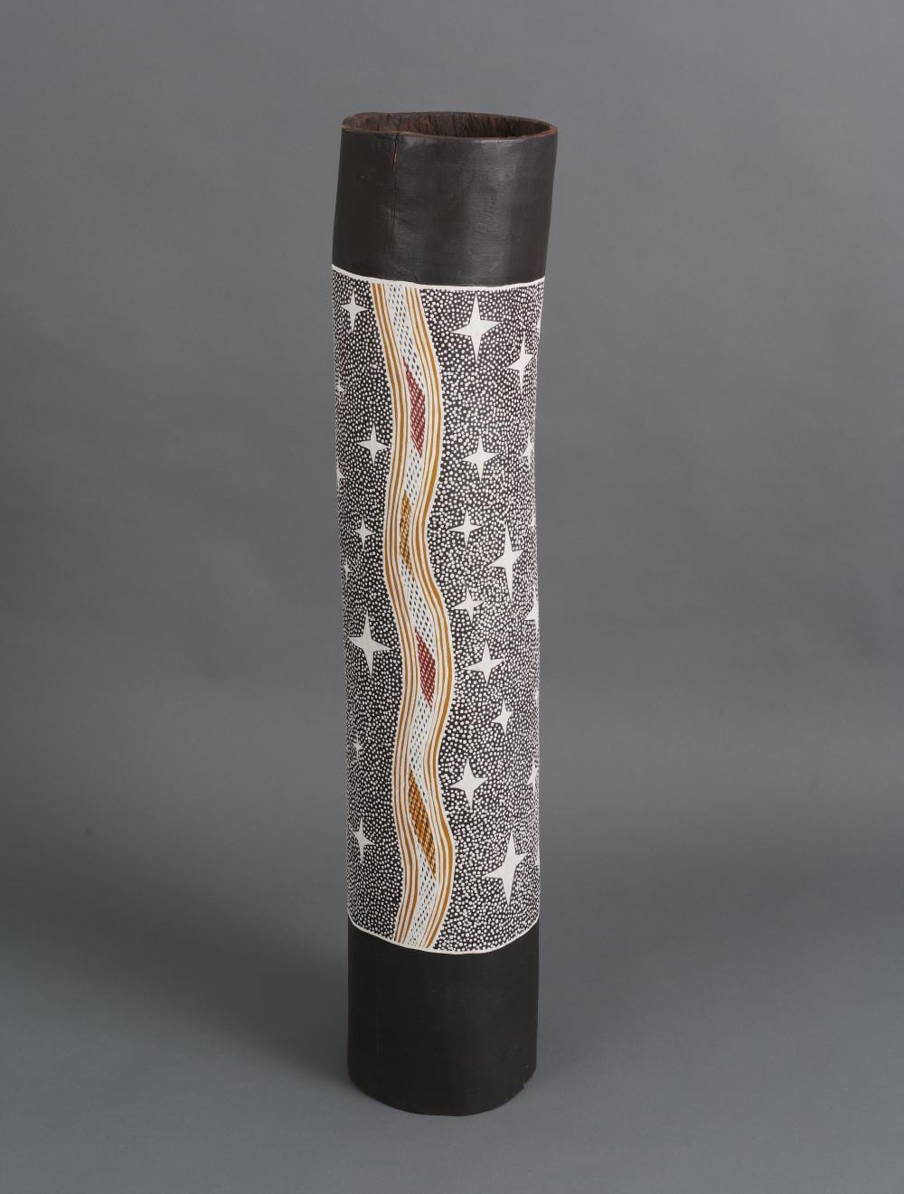 Naminapu Maymuru-White comparable auction result: naminapu maymuru white born 1952 manggalili launguage group milngiyawuy river milky way natural earth pigments on hollow log