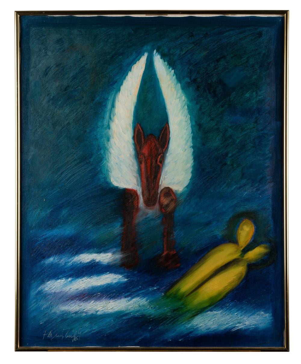 luis geraldes born 1957 winged horse 1986 · Gibson's · 2022-08-08 Luis Geraldes comparable auction result: luis geraldes born 1957 winged horse 1986