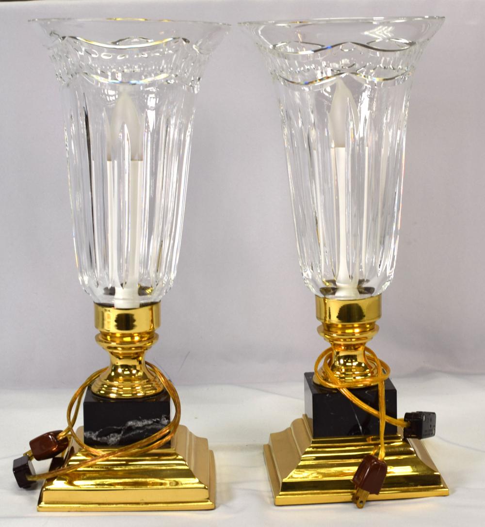 PAIR OF WATERFORD ELECTRIC HURRICANE LAMPS sold by White's Auctions, lot 26 — auction record photograph