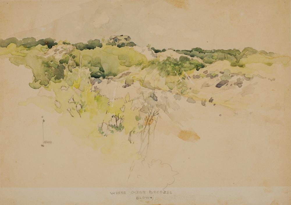 Charles Nicolas Sarka (1879-1960) Where Ocean Breezes Blow 10 x 14 in. (25.4 x 35.6 cm.), unframed sold by Bonhams, lot 14 — auction record photograph