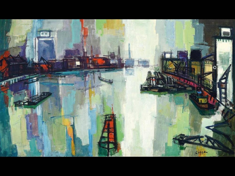 Paul Löffler comparable auction result: paul l ffler 1938 1995 mannheim view of the rheinhafen