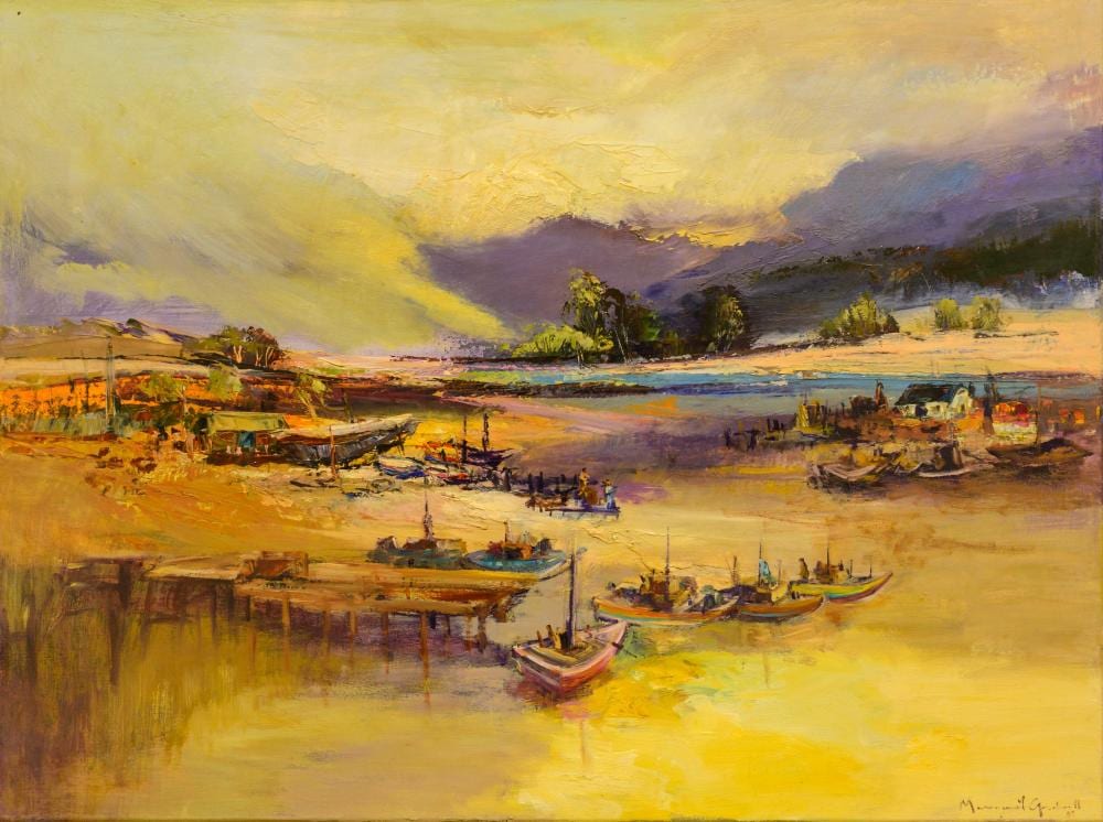 Margaret Gradwell-Slabbert comparable auction result: margaret gradwell sa born 1956 oil cottages boats in a landscape signed dated 07 90 x 120