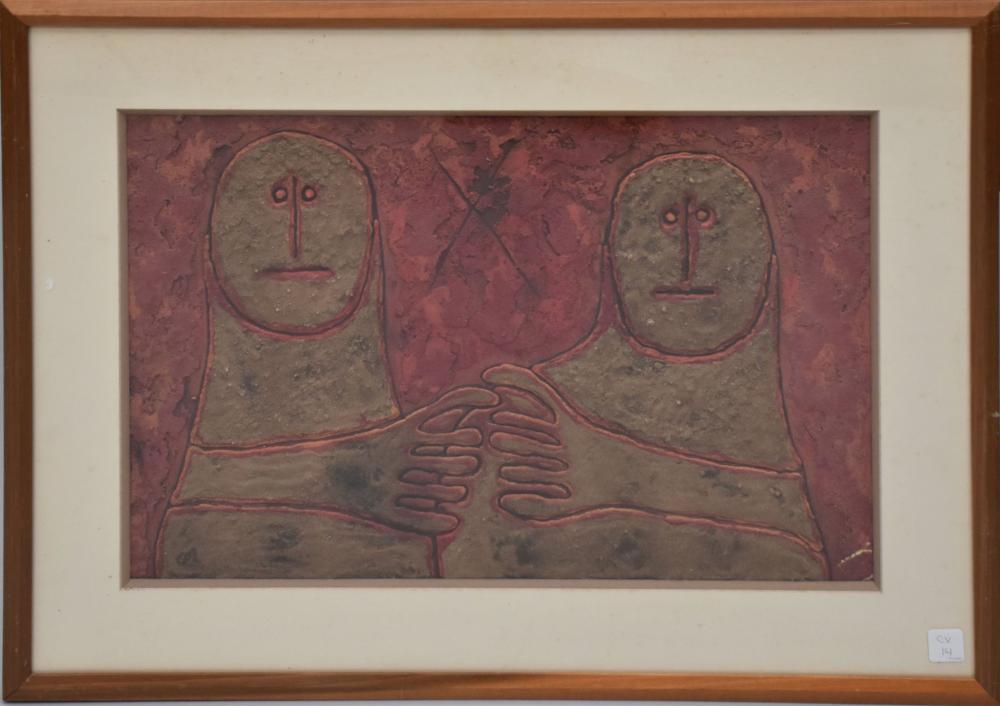 Miguel Cubiles comparable auction result: miguel cubiles de la rosa 1937 2005 cuban 20th century untitled mixed media including sand on paper no apparent signature h 15 x w 22