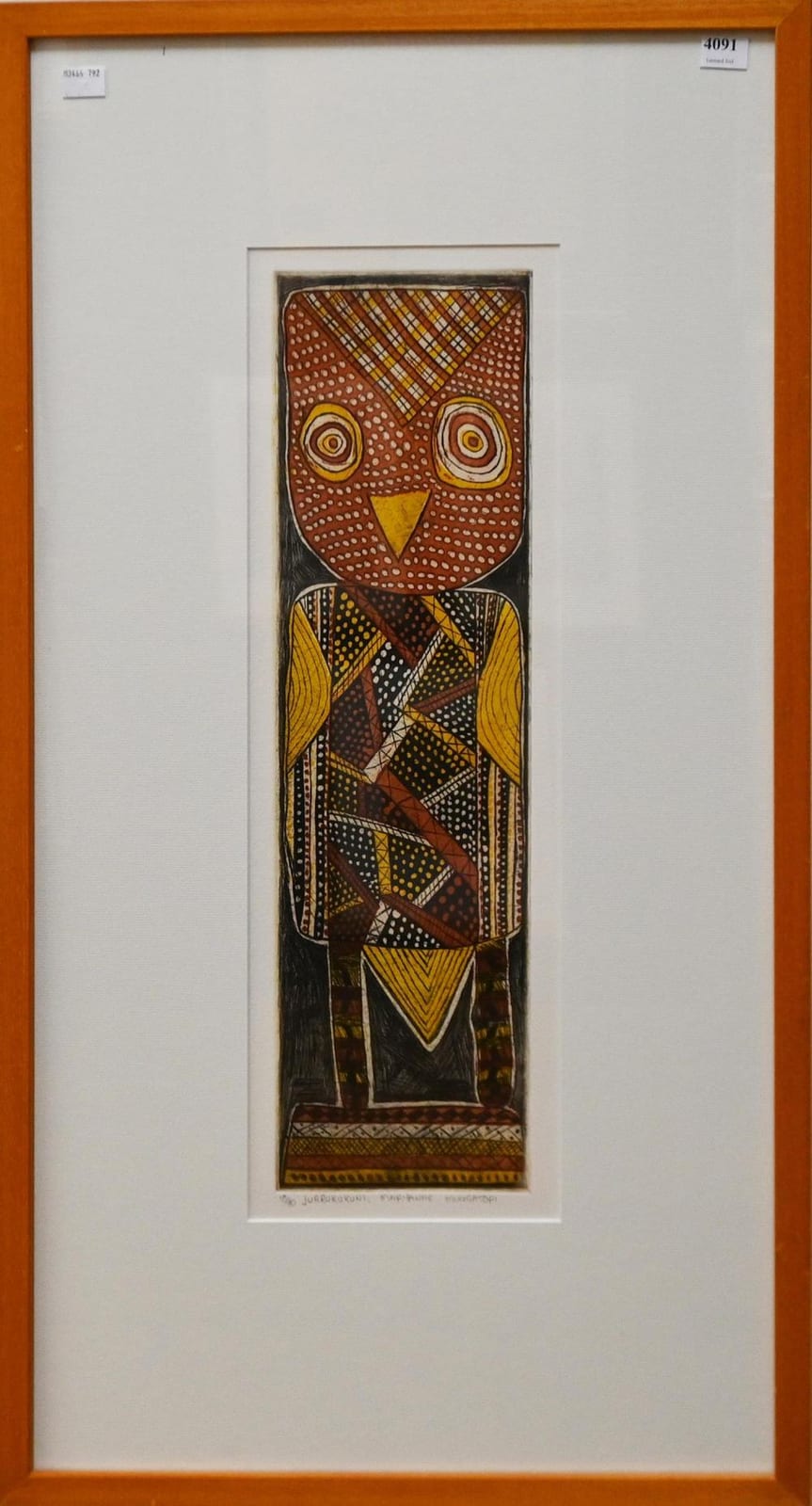 maryanne mungatopi jurrukukuni etching ed 32 40 49 x 13 5cm frame size 79 x 44cm provenance the national australia bank art · Leonard Joel · 2022-08-11 Maryanne Mungatopi comparable auction result: maryanne mungatopi jurrukukuni etching ed 32 40 49 x 13 5cm frame size 79 x 44cm provenance the national australia bank art