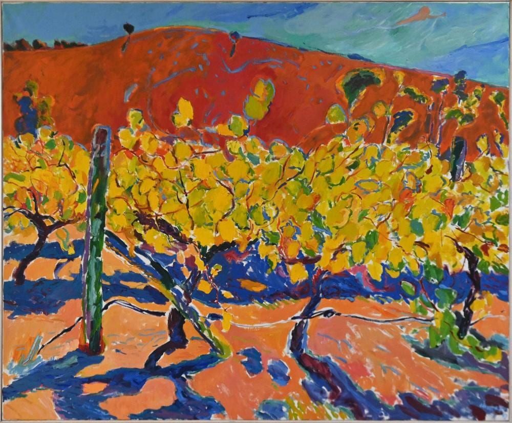 Roy Churcher comparable auction result: roy churcher the vineyard in autumn 1997 oil on canvas signed and dated lower right 153 x 182 5cm frame size 155 x 184 5cm p