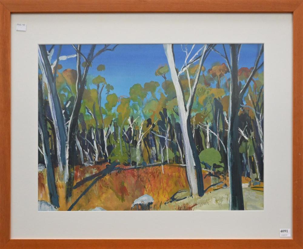 Neroli Weaver comparable auction result: neroli weaver bush landscape 1998 mixed media on paper signed and dated lower right 37 x 53cm frame size 57 x 73cm provenanc