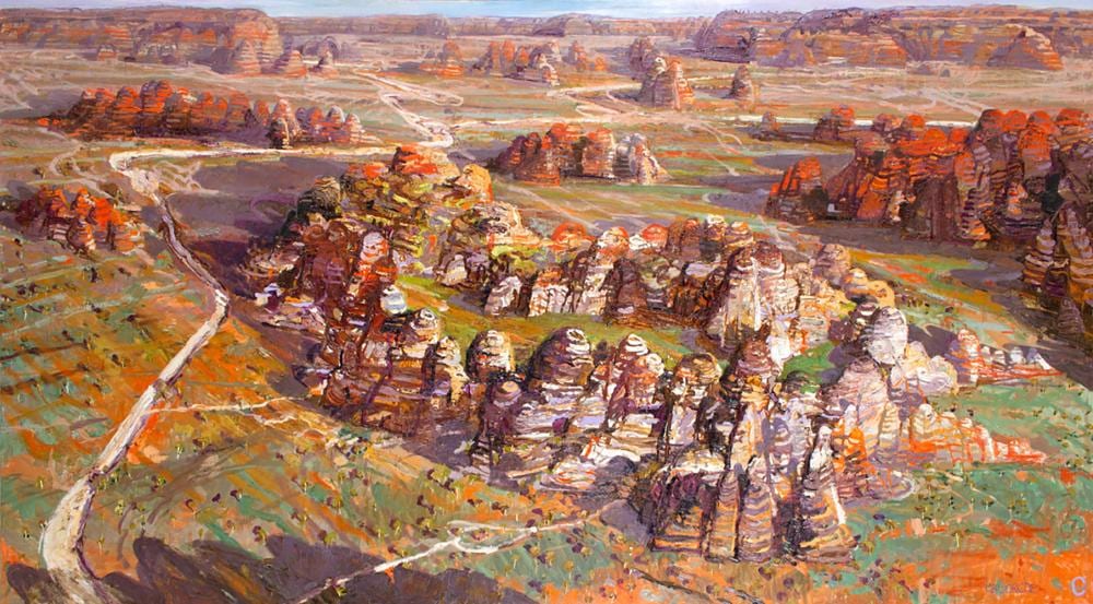 Geoff LaGerche comparable auction result: geoff la gerche bungle bungle oil on canvas