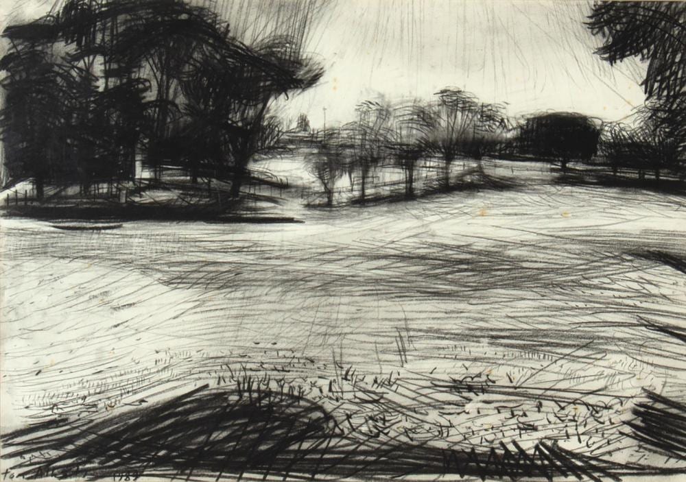 Tom Alberts comparable auction result: tom alberts parkland charcoal drawing