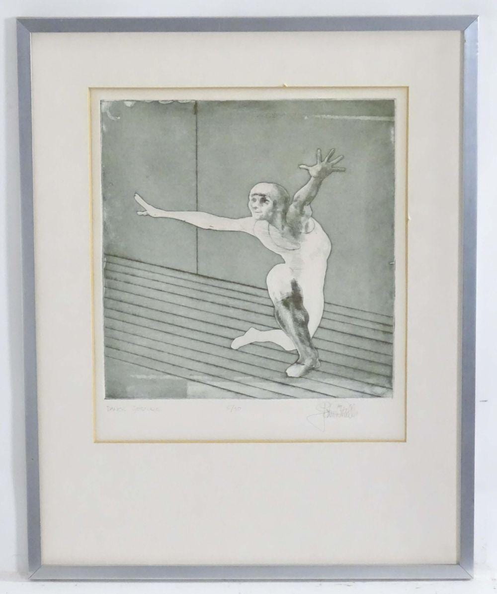 John William Mills comparable auction result: john william mills b 1933 limited edition etching dance gesture signe