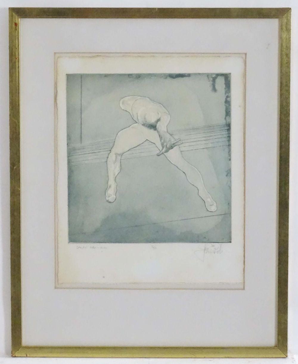 John William Mills comparable auction result: john william mills b 1933 limited edition etching dance push mime s