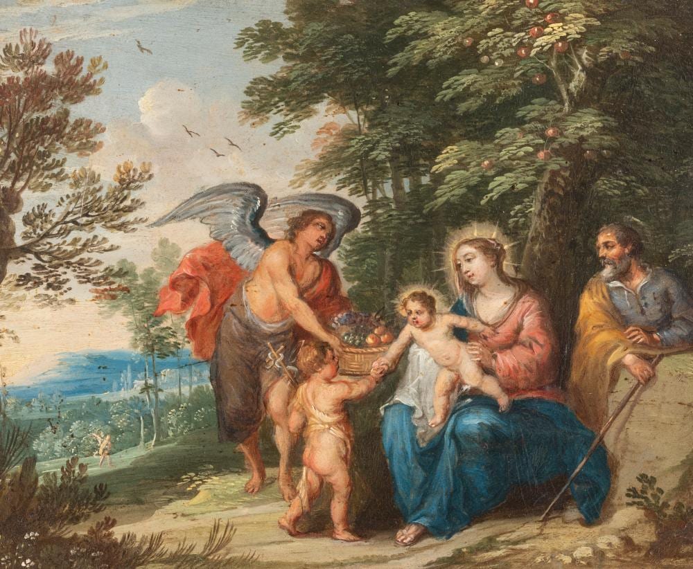 Frans Wouters comparable auction result: frans wouters attr heilige familie mit engel und johannesknaben