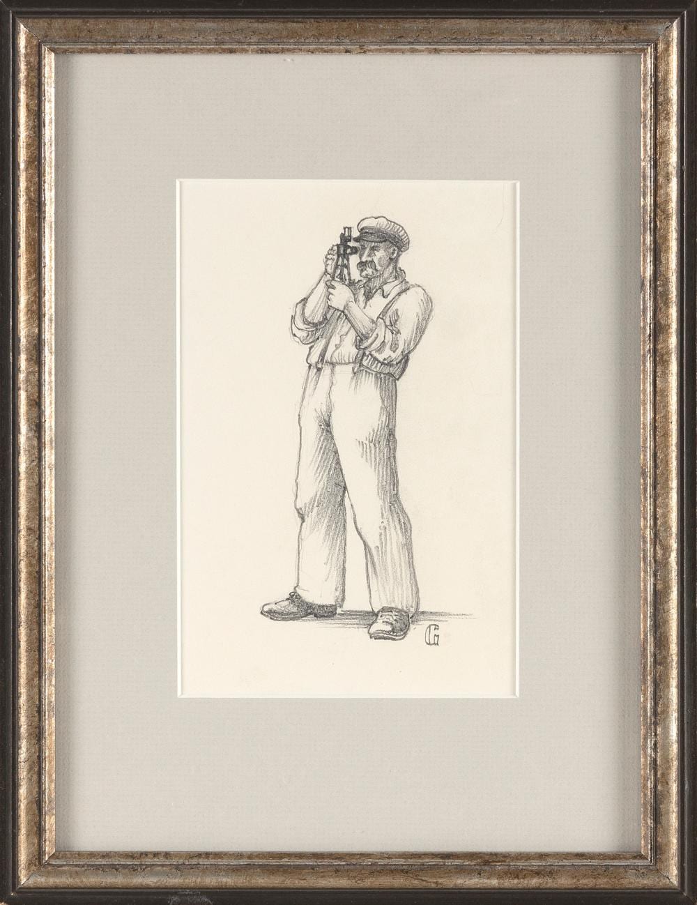 William Gilkerson comparable auction result: william gilkerson wisconsin nova scotia 1936 2015 taking a sight pencil on paper 7 x 4 75 sight framed 13 x 10