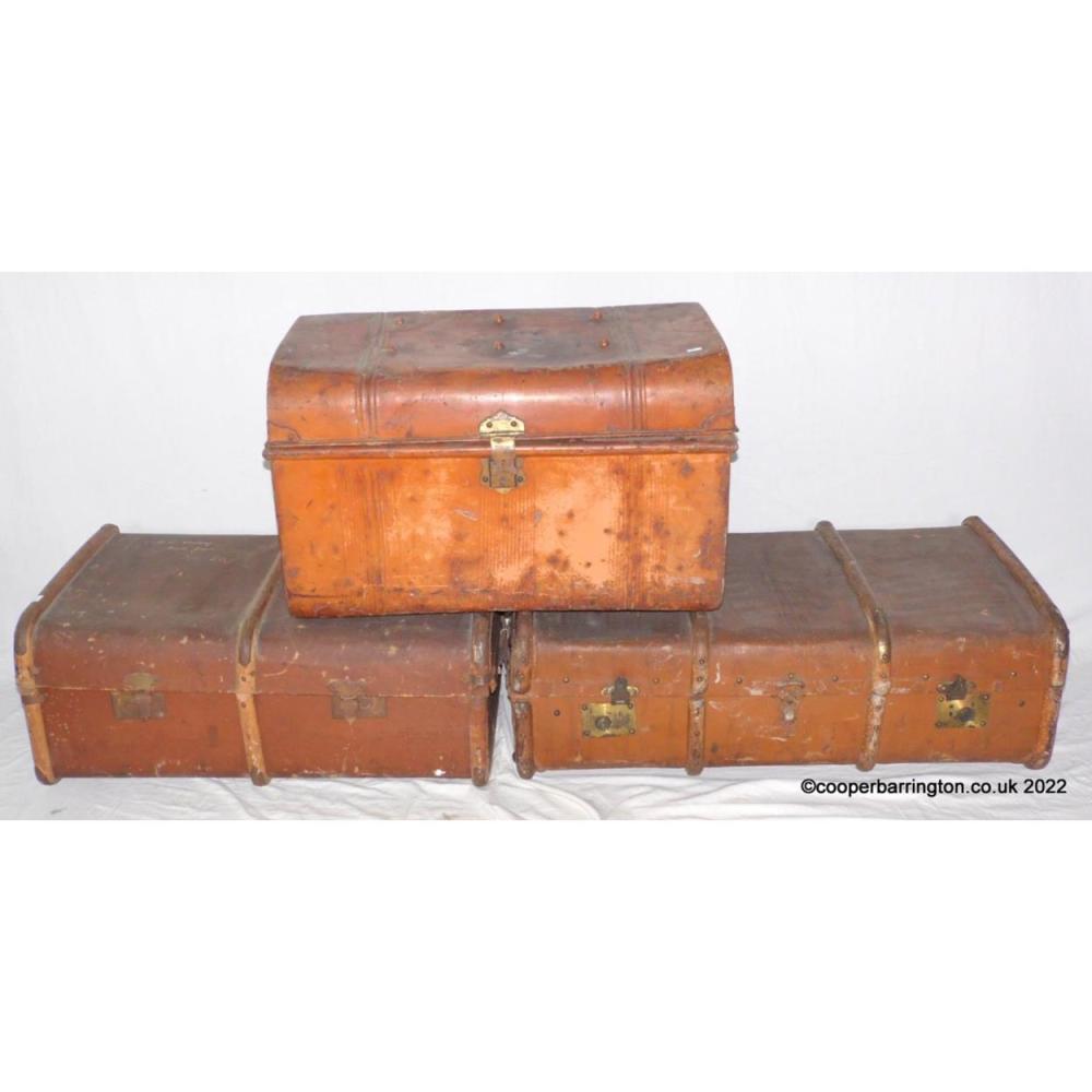 3 Antique Steamer Trunks sold by Cooper Barrington LLP, lot 150 — auction record photograph