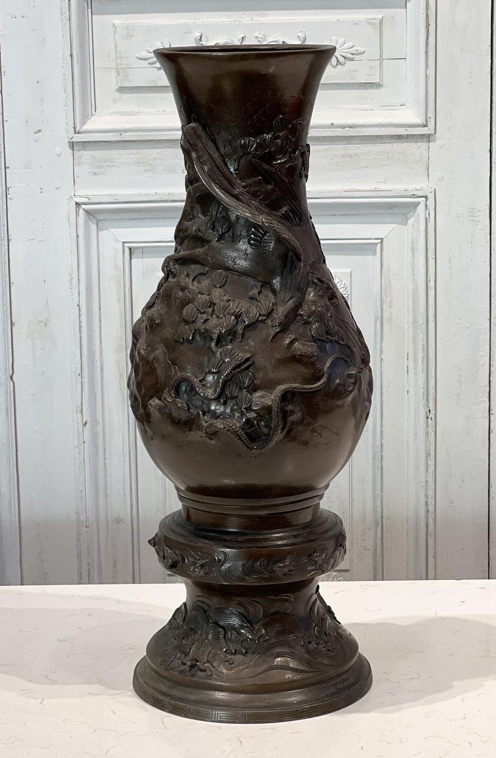 Large Meiji Style Bronze Vase sold by J. Garrett Auctioneers, lot 372 — auction record photograph
