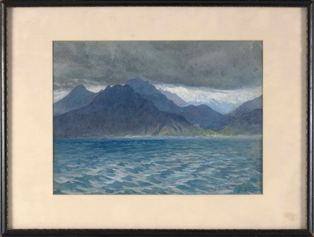 Harold Broadfield Warren comparable auction result: harold broadfield warren massachusetts 1859 1934 coast of riviera ponente watercolor on bluish wove paper 10 75 x 13 5 framed
