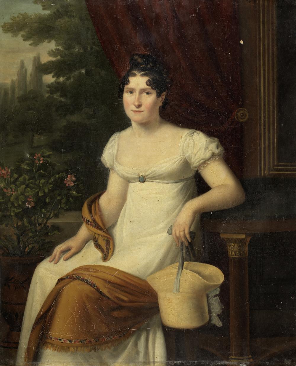 Firmin Massot comparable auction result: firmin massot geneva 1766 1849 portrait of a lady said to be madame anne jean de la guillaumie three quarter length seated before a park landscape