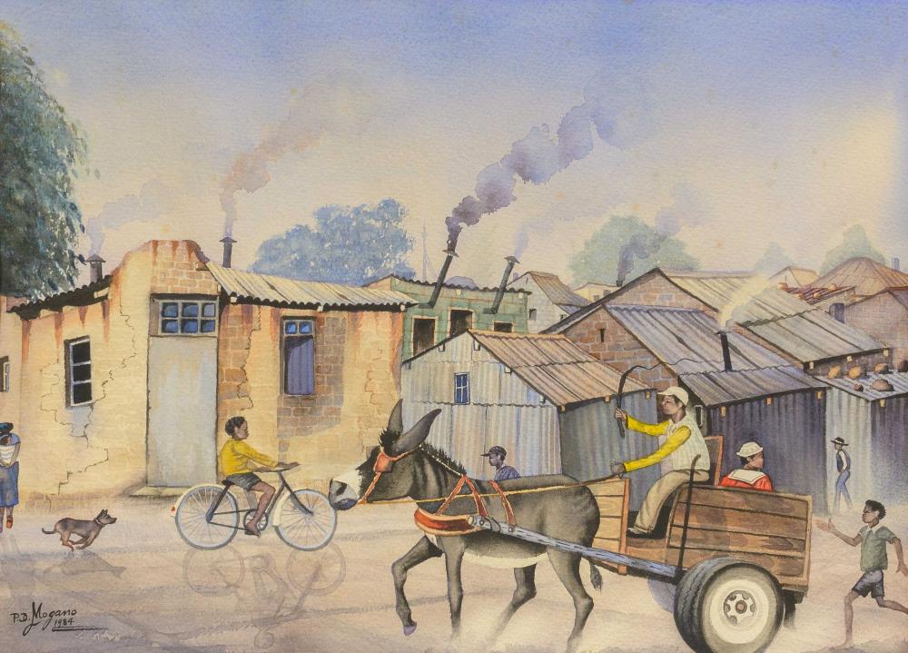 David Phaswane Mogano comparable auction result: david phaswane mogano sa 1932 2000 watercolour donky cart in alexandra t ship signed dated 1984 titled verso 34 x 46