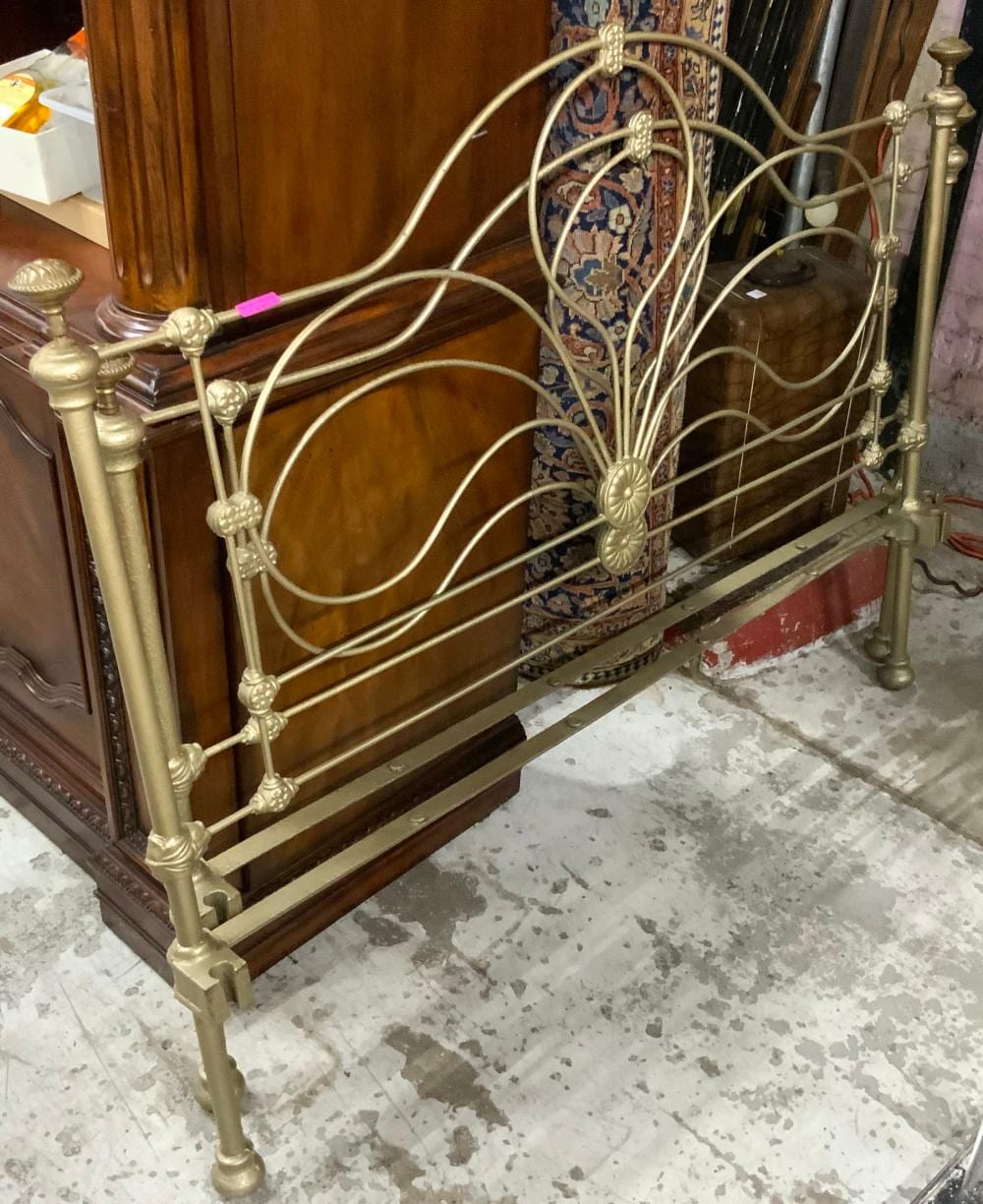 Antique Wrought Iron Bed, Full-Size With Rails. sold by Direct Auction Galleries, Inc., lot 604 — auction record photograph
