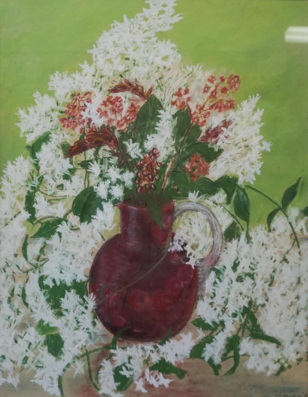 j eugene gardner american 1904 1999 white clematis and antique pitcher pastel on paper frame 33 x 27 1 4 in 83 82 x 69 22 cm · Weschler's · 2022-08-23 J. Eugene Gardner comparable auction result: j eugene gardner american 1904 1999 white clematis and antique pitcher pastel on paper frame 33 x 27 1 4 in 83 82 x 69 22 cm