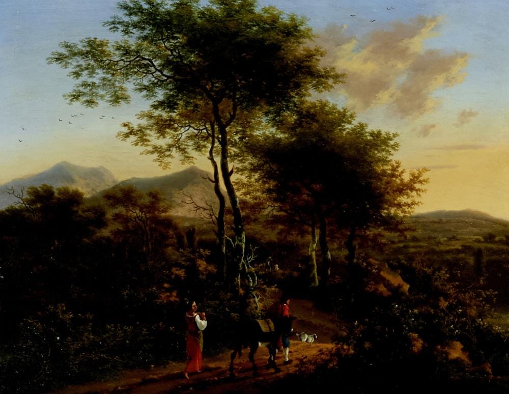 Willem de Heusch comparable auction result: willem de heusch dutch 1625 1692 an italianate landscape with travelers on a path 9 1 2 x 12 1 2in 24 2 x 31 7cm sight