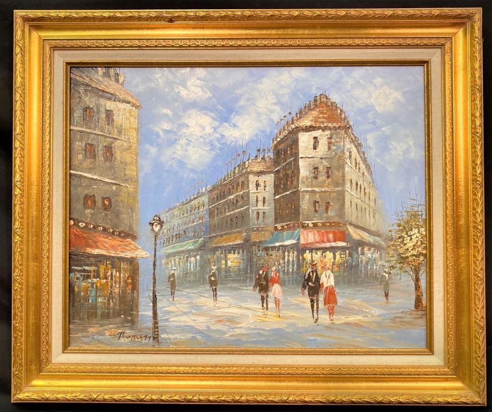 CAROLINE C. BURNETT (1877-1950) ORIGINAL OIL ON CANVAS CITYSCAPE – 22 IN x 25 IN sold by The Rug Life Auctions, lot 259 — auction record photograph