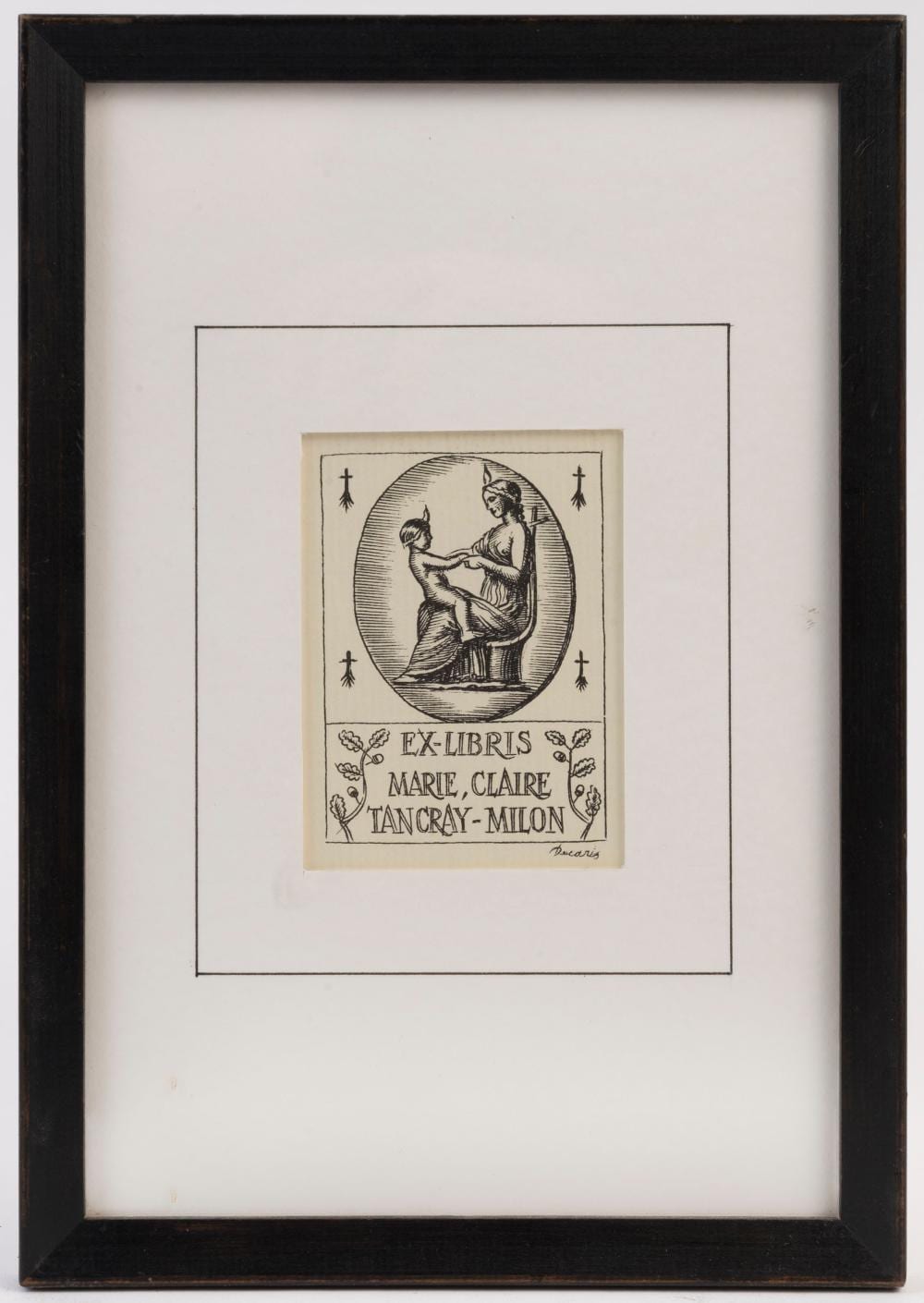 Albert Decaris comparable auction result: albert decaris 1901 1988 ex libris marie claire tancray milon etching signed in plate 8 x 5 5cm framed 23 5 x 16 5cm