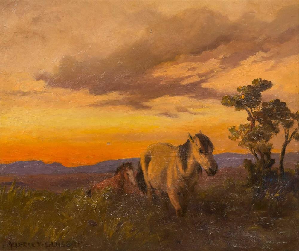 Allerley Glossop comparable auction result: allerley glossop sa 1870 1955 oil horses at sunset signed 30 x 36