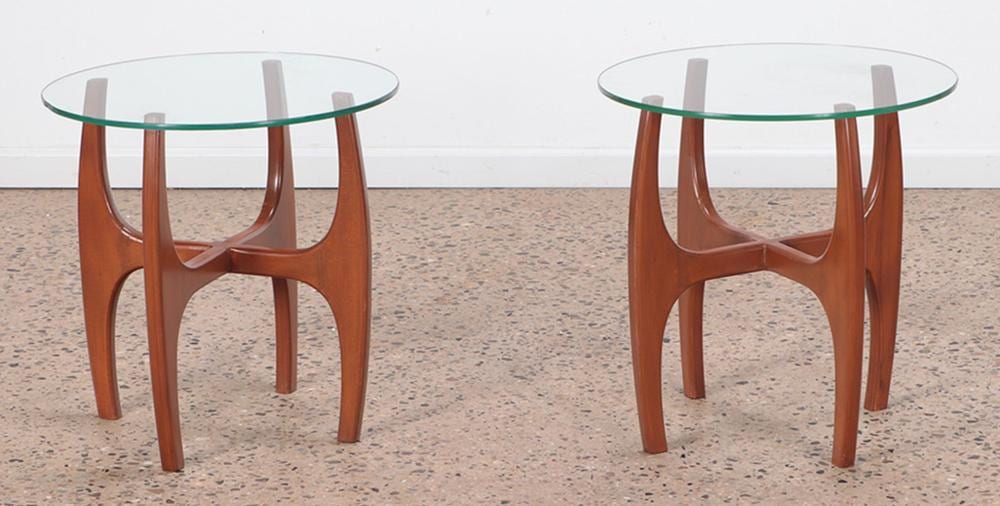 Adriano di Spilimbergo comparable auction result: a pair of wood and glass end tables by adrian