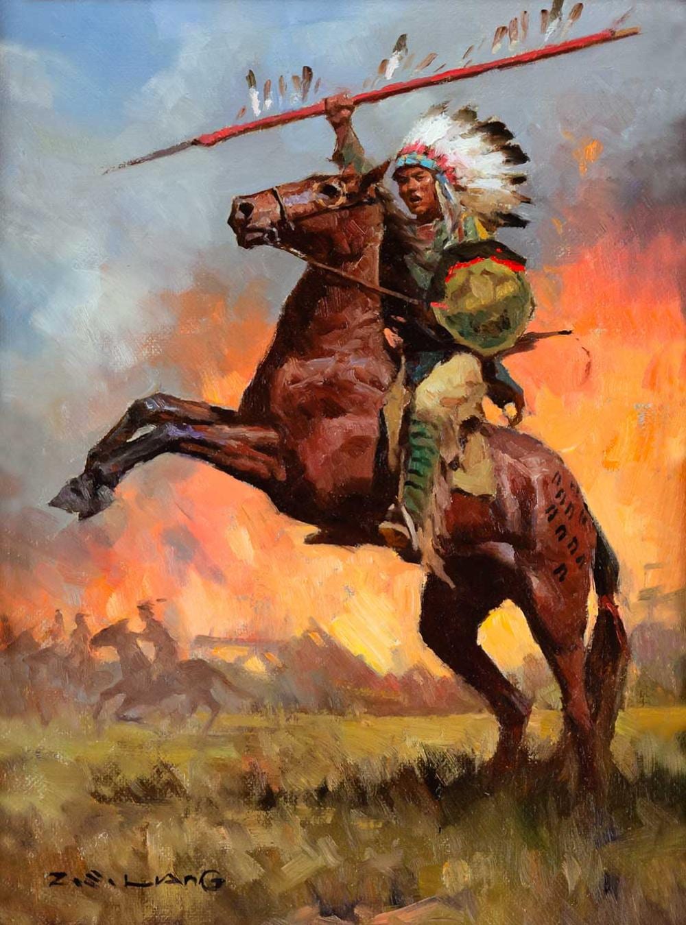 z s liang 1953 cheyenne war chief · Jackson Hole Art Auction · 2022-09-17 Z.S. Liang comparable auction result: z s liang 1953 cheyenne war chief