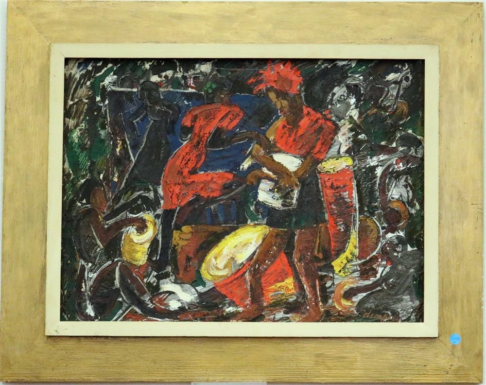 Richard W Dempsey comparable auction result: richard w dempsey american 1909 1987 music festival oil on canvas signed dempsey haiti lower right hand corner framed