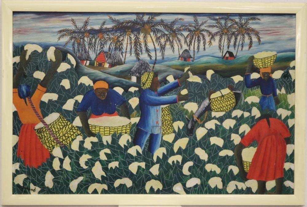 Wilmino Domond comparable auction result: wilmino domond haitian 1925 2006 haitian 1925 2006 cotton pickers 1964 oil on canvas signed and dated lower left hand corner