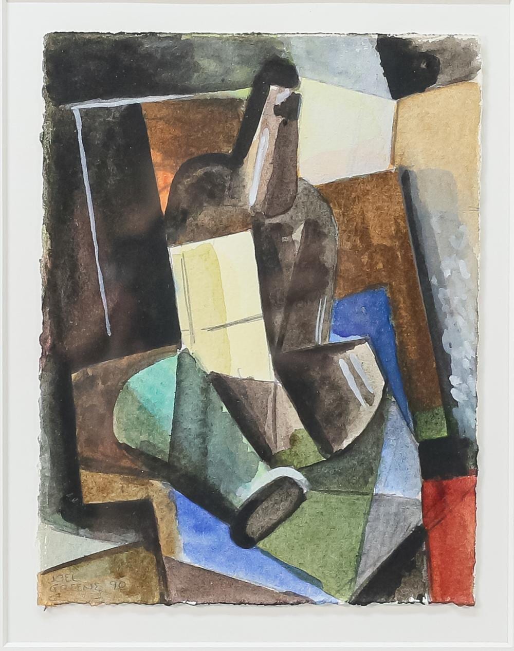 Joel Greene Watercolor Cubist Still Life sold by Willow Auction House, lot 244 — auction record photograph